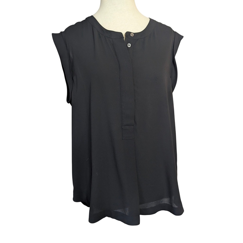 J.Crew Womens Black Sleeveless Split Neck Button Placket Blouse Size 12